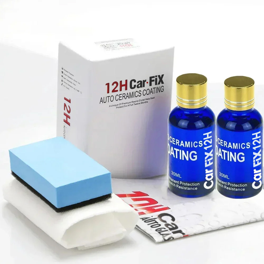 Car Wax Ceramic Coating - 2 ชิ้น แว็กซ์เคลือบเงารถยนต์ 12H ป้องกันรอยขีดข่วน ปกป้องสีรถ