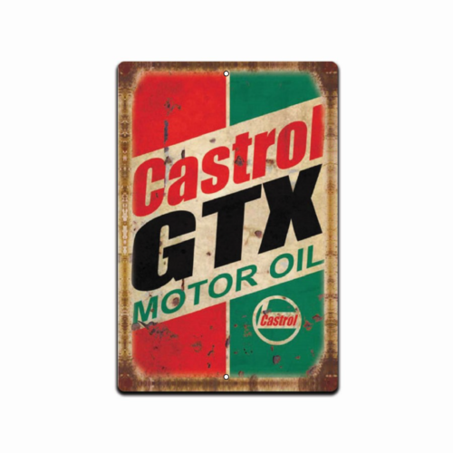 ป้ายสังกะสีสไตล์วินเทจ Castrol - Castrol Oil Gtx บทวิจารณ์และราคา